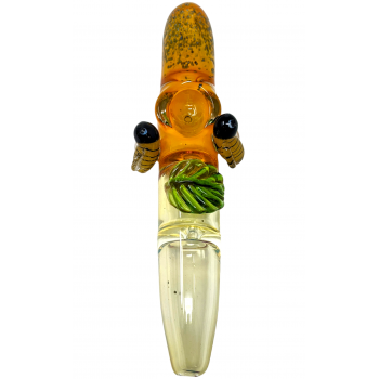 6.5" Silver Fumed Leaf & Honeybee Triple Pinch Steamroller Hand Pipe [STJ85]